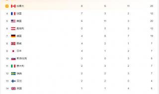 2022冬奥运会奖牌榜排名